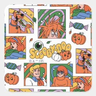 Scooby-Doo Halloween Photos Pattern Square Sticker