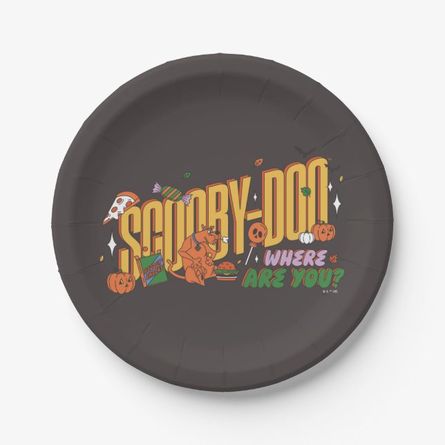 Scooby-Doo Halloween Snack Logo Paper Plates (Front)
