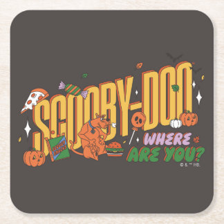 Scooby-Doo Halloween Snack Logo Square Paper Coaster