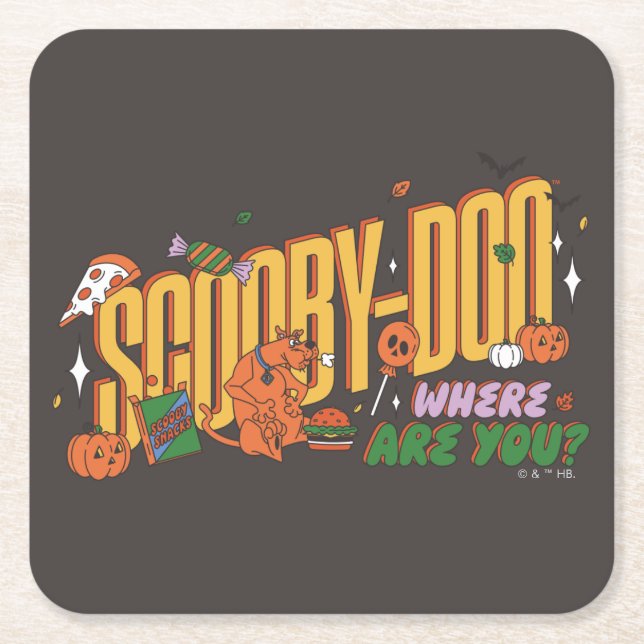 Scooby-Doo Halloween Snack Logo Square Paper Coaster (Front)
