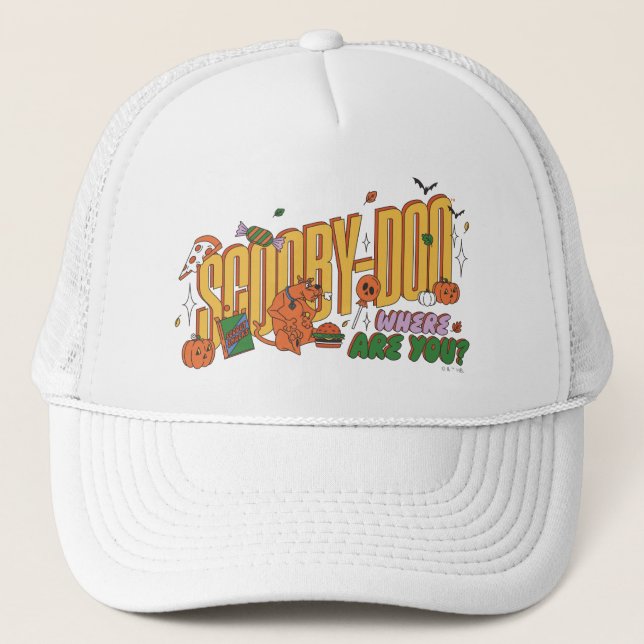 Scooby-Doo Halloween Snack Logo Trucker Hat (Front)