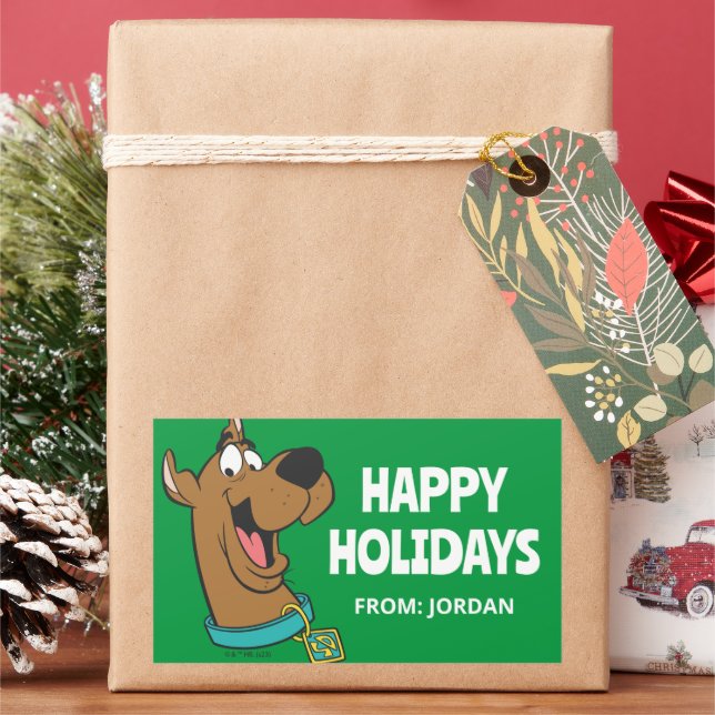 Scooby-Doo Happy Face | Personalized Rectangular Sticker (Holiday)