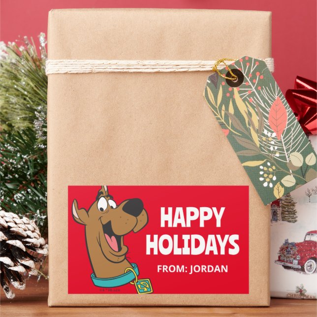 Scooby-Doo Happy Face | Personalized Rectangular Sticker (Holiday)