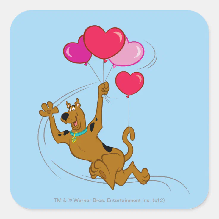 Scooby Doo - Heart Balloons Square Sticker