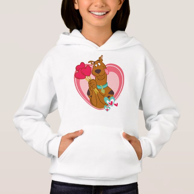 Scooby-Doo Holding Heart Lolipops Hoodie (Front)