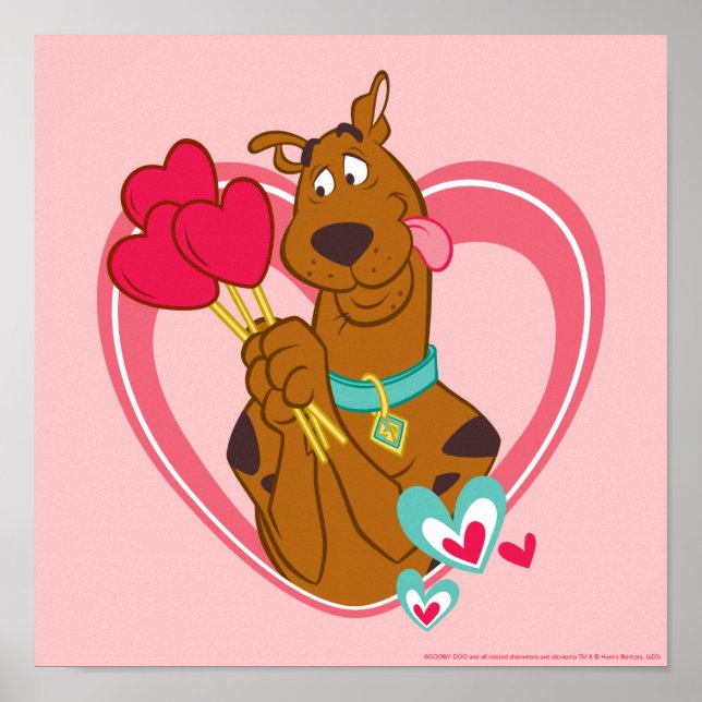 Scooby-Doo Holding Heart Lolipops Poster (Front)