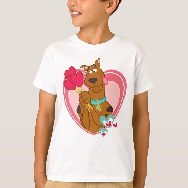 Scooby-Doo Holding Heart Lolipops T-Shirt (Front)