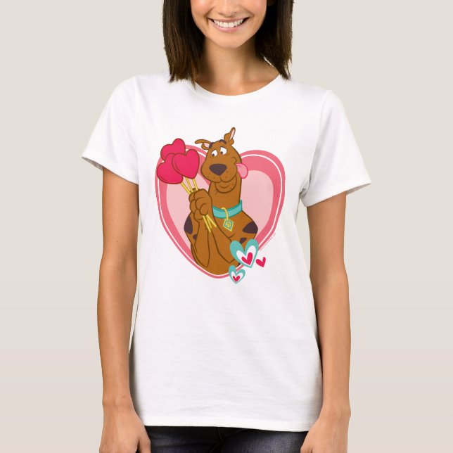 Scooby-Doo Holding Heart Lolipops T-Shirt (Front)