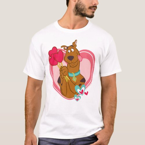 Scooby_Doo Holding Heart Lolipops T_Shirt