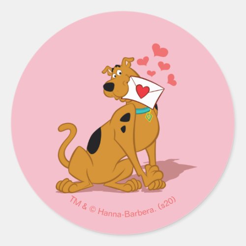 Scooby_Doo _ Holding Valentine Envelope Classic Round Sticker