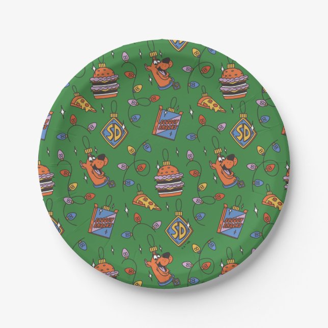 Scooby-Doo Holiday Snack Lights Pattern Paper Plates (Front)