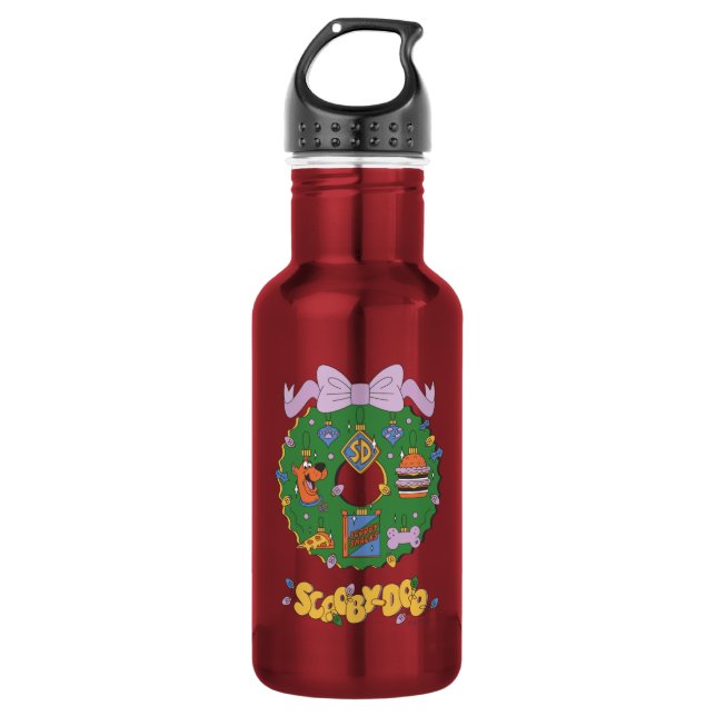 Scooby-Doo Holiday Snack Wreath Graphic Stainless Steel Water Bottle (Front)