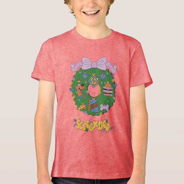 Scooby-Doo Holiday Snack Wreath Graphic Tri-Blend Shirt (Front)