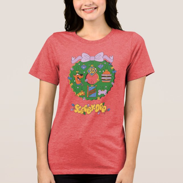 Scooby-Doo Holiday Snack Wreath Graphic Tri-Blend Shirt (Front)