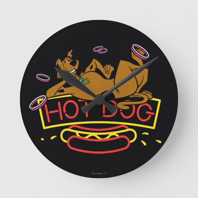Scooby-Doo Hot Dog Neon Sign Round Clock (Front)