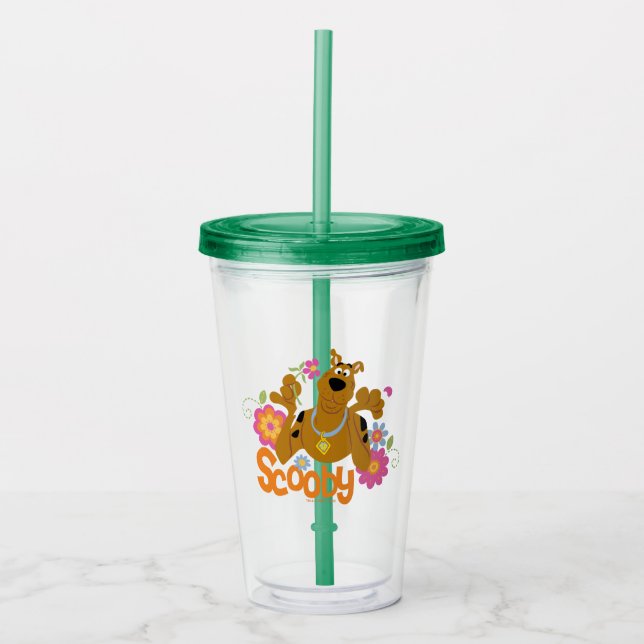 Scooby-Doo In Flowers Acrylic Tumbler (Front)