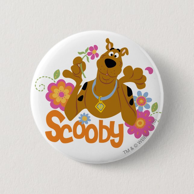 Scooby-Doo In Flowers Button (Front)