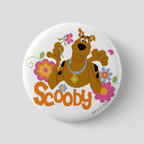 Scooby-Doo In Flowers Button