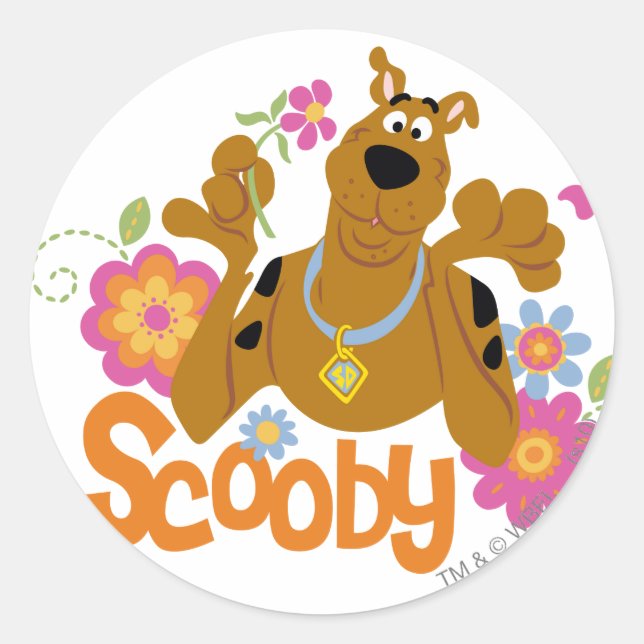 Scooby-Doo In Flowers Classic Round Sticker (Front)