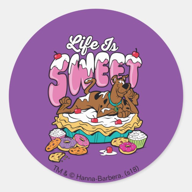 Scooby-Doo "Life Is Sweet" Classic Round Sticker (Front)