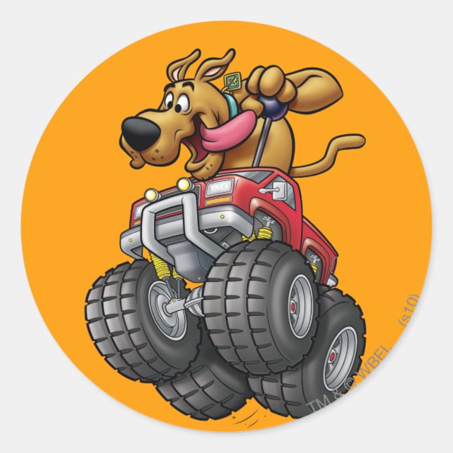 Scooby Doo-Monster Truck Classic Round Sticker (Front)