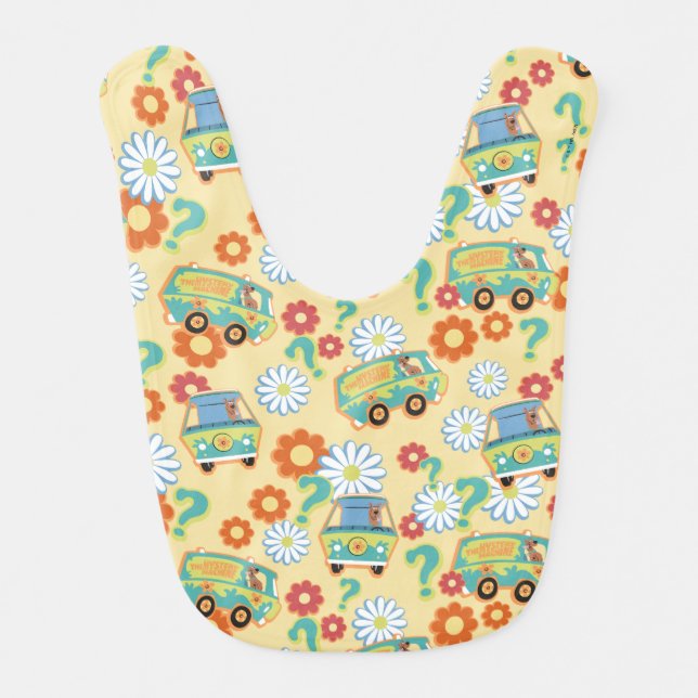 Scooby-Doo Mystery Machine Flower Pattern Baby Bib (Front)