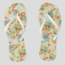 Scooby-Doo Mystery Machine Flower Pattern Flip Flops