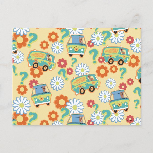 Scooby-Doo Mystery Machine Flower Pattern Postcard (Front)