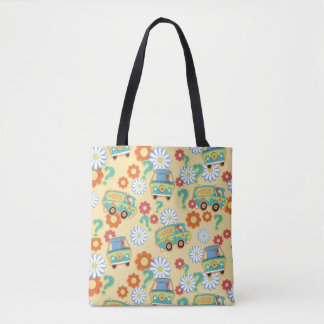 Scooby-Doo Mystery Machine Flower Pattern Tote Bag