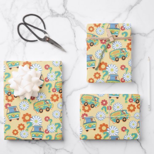 Scooby_Doo Mystery Machine Flower Pattern Wrapping Paper Sheets