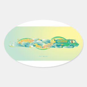 Scooby-Doo Mystery Machine "I Brake For Pizza" Oval Sticker