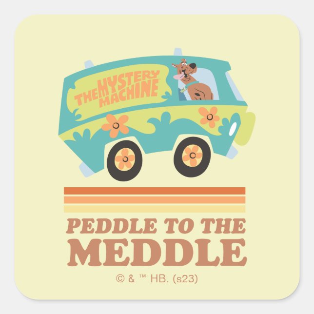 Scooby-Doo Mystery Machine "Peddle to the Meddle" Square Sticker (Front)