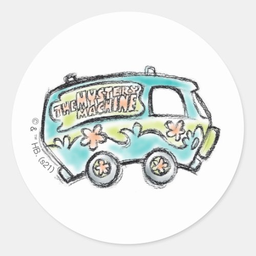 Scooby_Doo  Mystery Machine Sketch Classic Round Sticker
