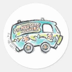 Scooby-Doo Mystery Machine Sketch Classic Round Sticker