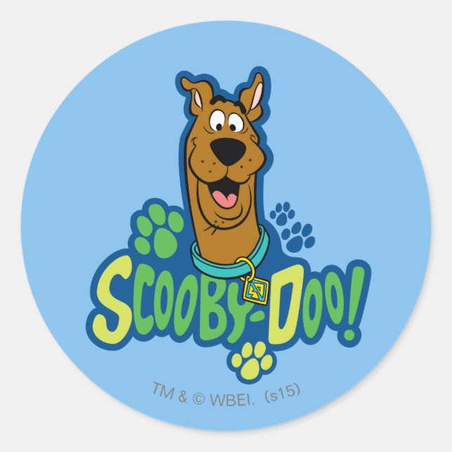 Scooby-Doo Paw Print Character Badge Classic Round Sticker (Front)