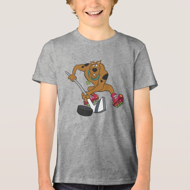 Scooby-Doo Playing Hockey Tri-Blend Shirt (Front)