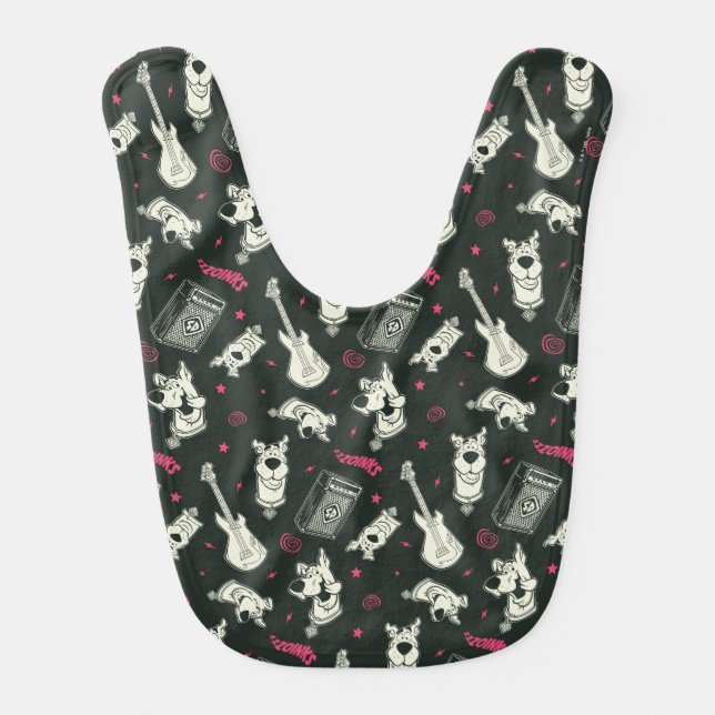 Scooby-Doo Punk Guitar and Amp Pattern Baby Bib (Front)