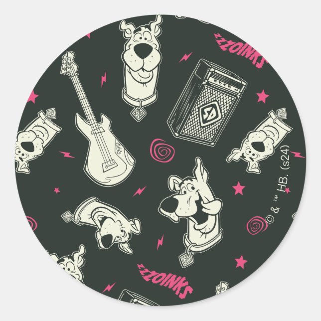 Scooby-Doo Punk Guitar and Amp Pattern Classic Round Sticker (Front)