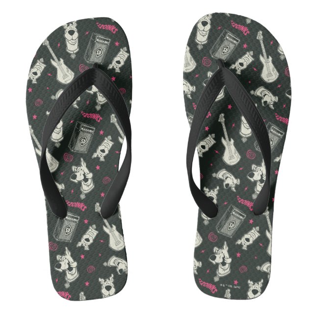 Scooby-Doo Punk Guitar and Amp Pattern Flip Flops (Footbed)