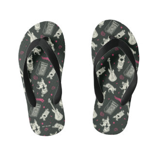 Scooby-Doo Punk Guitar and Amp Pattern Kid's Flip Flops