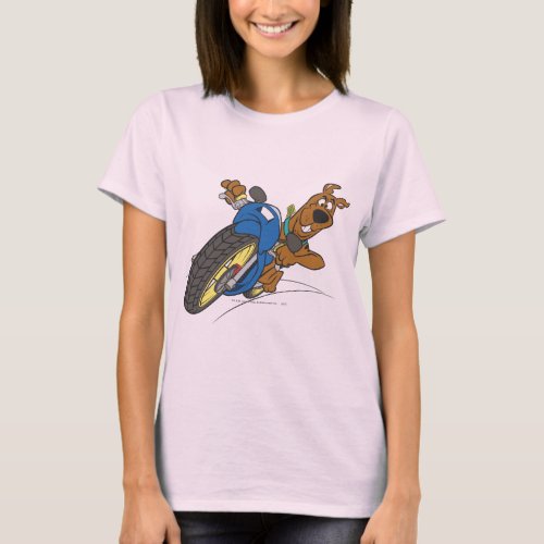 Scooby_Doo Riding Motorcycle T_Shirt