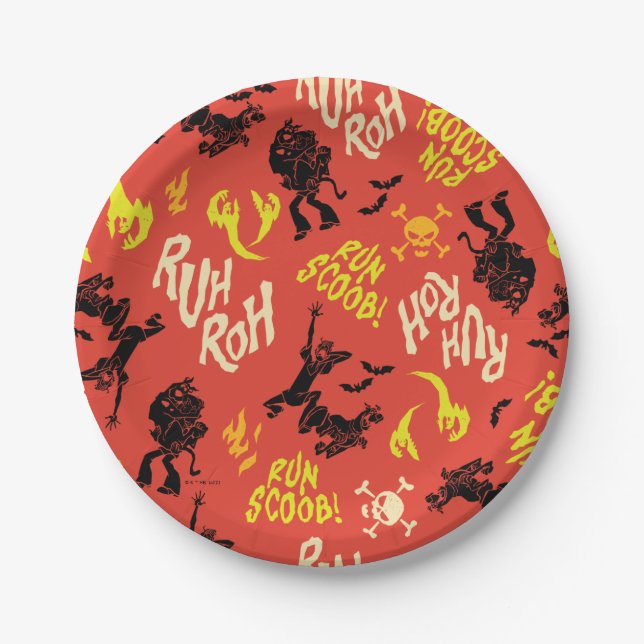 Scooby-Doo | Ruh Roh Run Scoob! Pattern Paper Plates (Front)