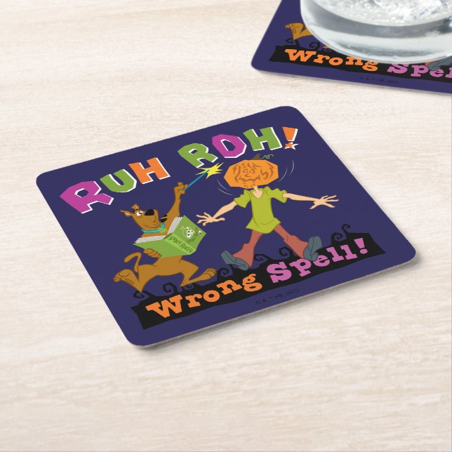 Scooby-Doo | Ruh Roh! Wrong Spell! Square Paper Coaster (Angled)