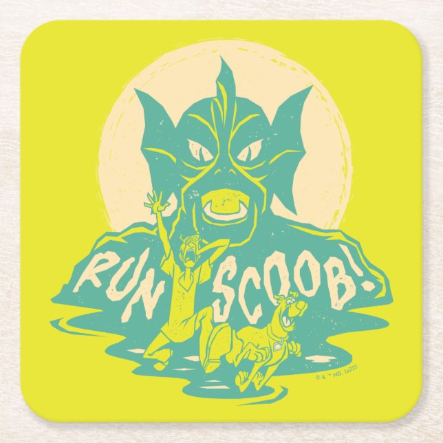 Scooby-Doo | Run Scoob! Square Paper Coaster (Front)