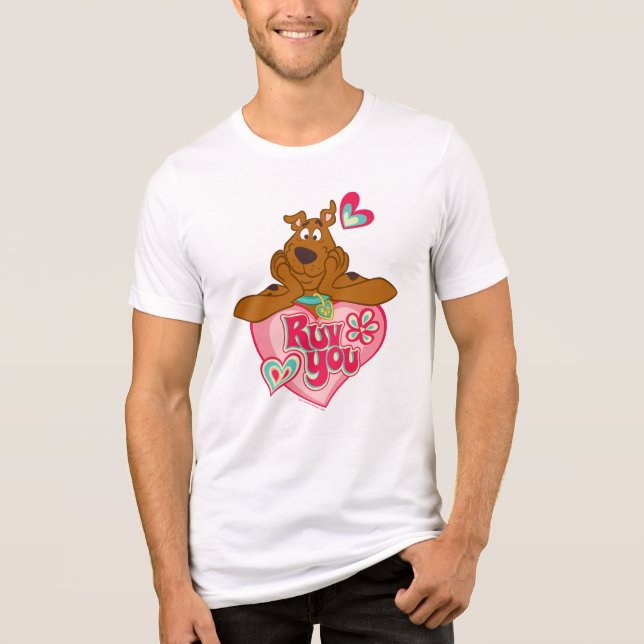 Scooby-Doo "Ruv You" Valentine's Day Cartoon Tri-Blend Shirt (Front)