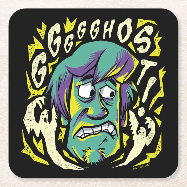 Scooby-Doo | Scared Shaggy Square Paper Coaster (Front)
