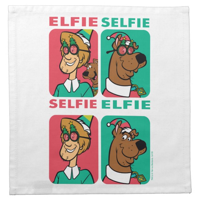 Scooby-Doo & Shaggy "Elfie Selfie" Cloth Napkin (Front)
