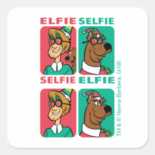 Scooby-Doo & Shaggy "Elfie Selfie" Square Sticker