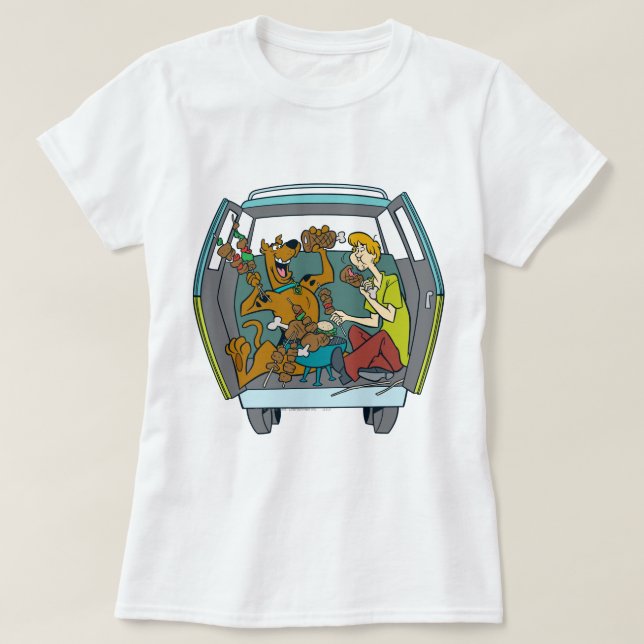 Scooby-Doo & Shaggy In Mystery Machine T-Shirt (Design Front)