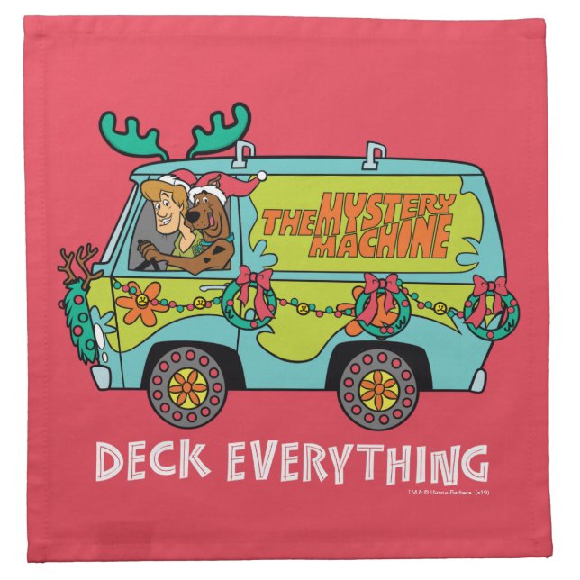 Scooby-Doo & Shaggy In The Holiday Mystery Machine Cloth Napkin (Front)
